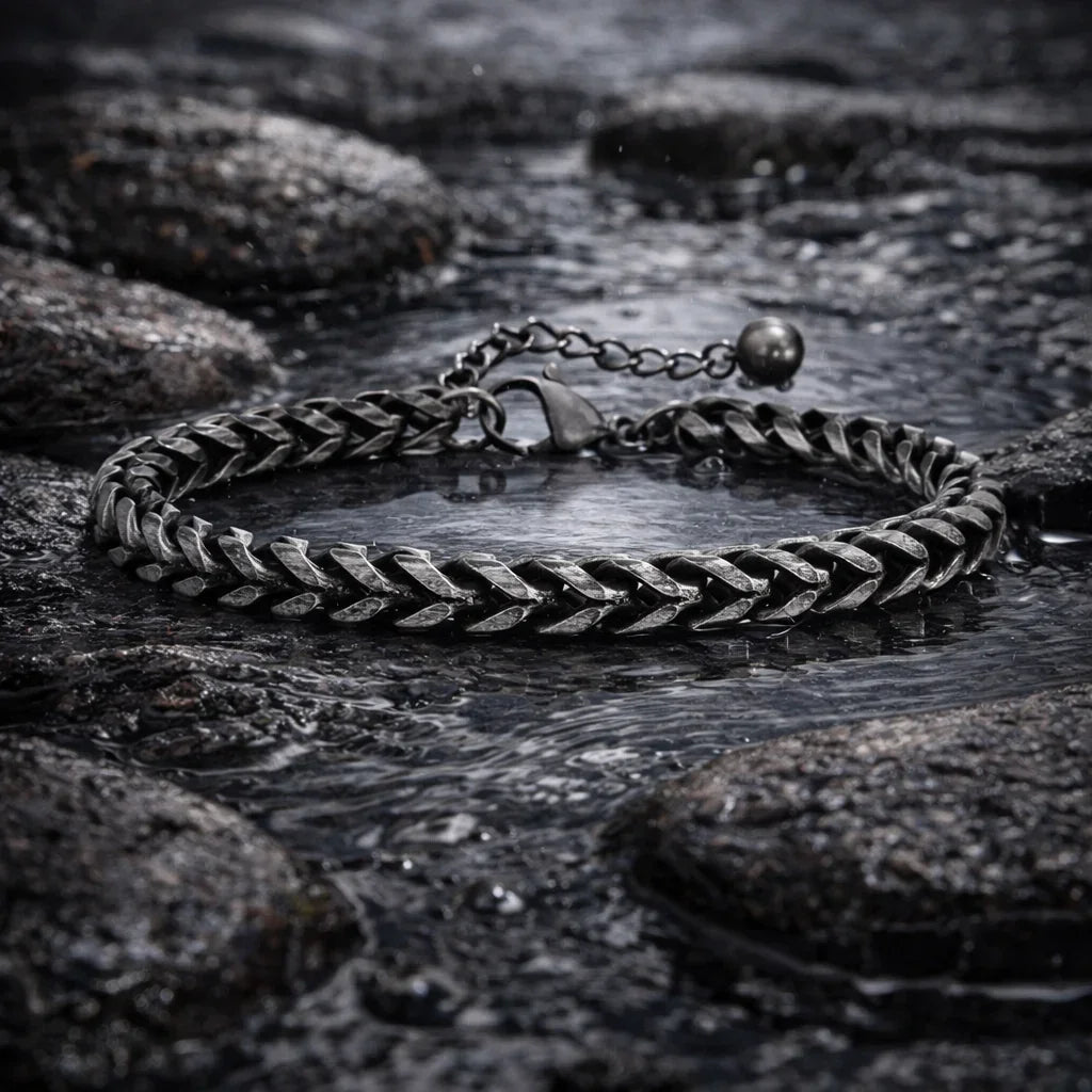 Bracelet Homme Maillons Épais Acier Street Style Gris Argenté Rock - bracelets métal homme GoHappy