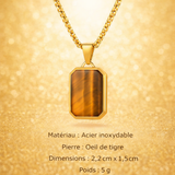 Collier Acier Pierre Naturelle Pendentif Tendance
