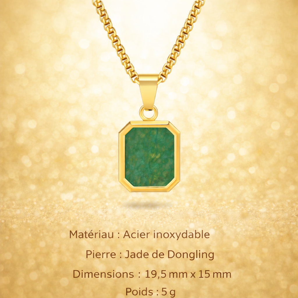 Collier Acier Pierre Naturelle Pendentif Tendance