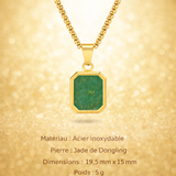 Collier Acier Pierre Naturelle Pendentif Tendance