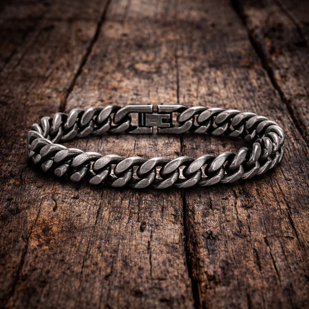 Bracelet Homme Maillons Épais Acier Street Style Gris Argenté Rock - bracelets métal homme GoHappy