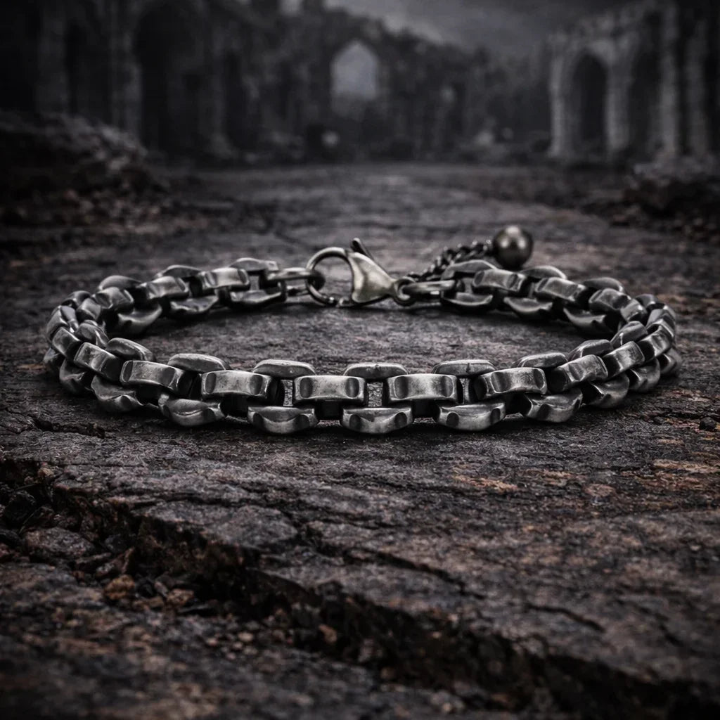 Bracelet Homme Maillons Épais Acier Street Style Gris Argenté Rock - bracelets métal homme GoHappy