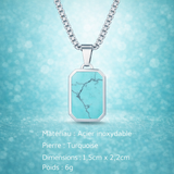 Collier Acier Pierre Naturelle Pendentif Tendance