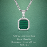 Collier Acier Pierre Naturelle Pendentif Tendance