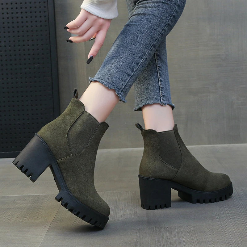 Bottines Chelsea Talons Épais Femme Plateforme Confort 35-43