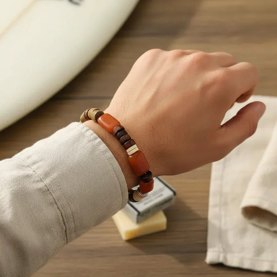 bracelet homme pierre de lave esprit surf bohème bijou tendance GoHappy France