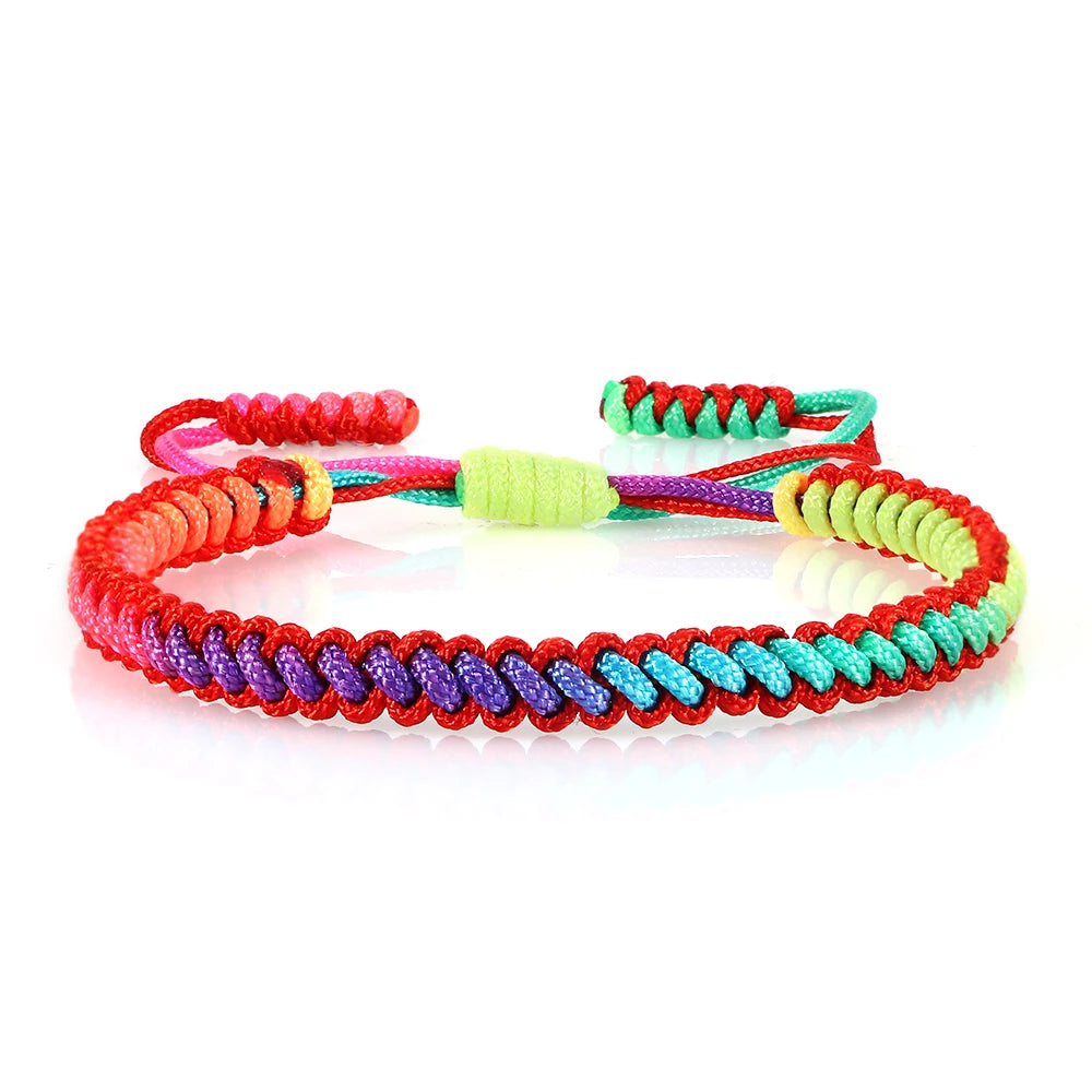 Bracelet Tressé Rainbow Nœuds Homme Femme Amitié Voyages Fêtes