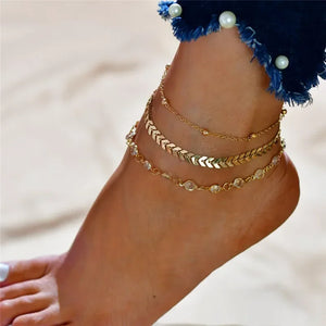 Bracelets Cheville Anklets Sweet Chainette Doré Argenté - bracelet cheville GoHappy