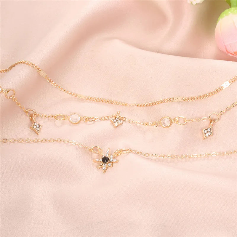 Lune d’Or collier multi-rangs étoilé raffiné