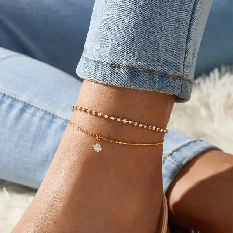 Bracelets Cheville Anklets Sweet Chainette Doré Argenté - bracelet cheville GoHappy