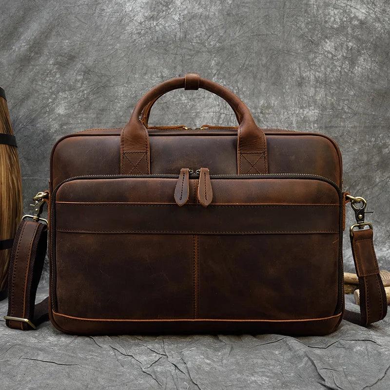 sacoche homme cuir marron vintage porte-documents luxe GoHappy.fr