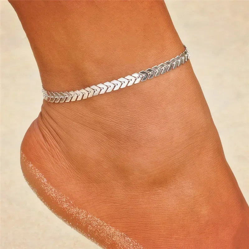 Bracelets Cheville Anklets Sweet Chainette Doré Argenté - bracelet cheville GoHappy