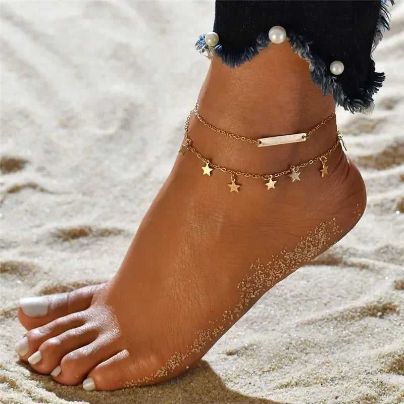 Bracelets Cheville Anklets Sweet Chainette Doré Argenté - bracelet cheville GoHappy