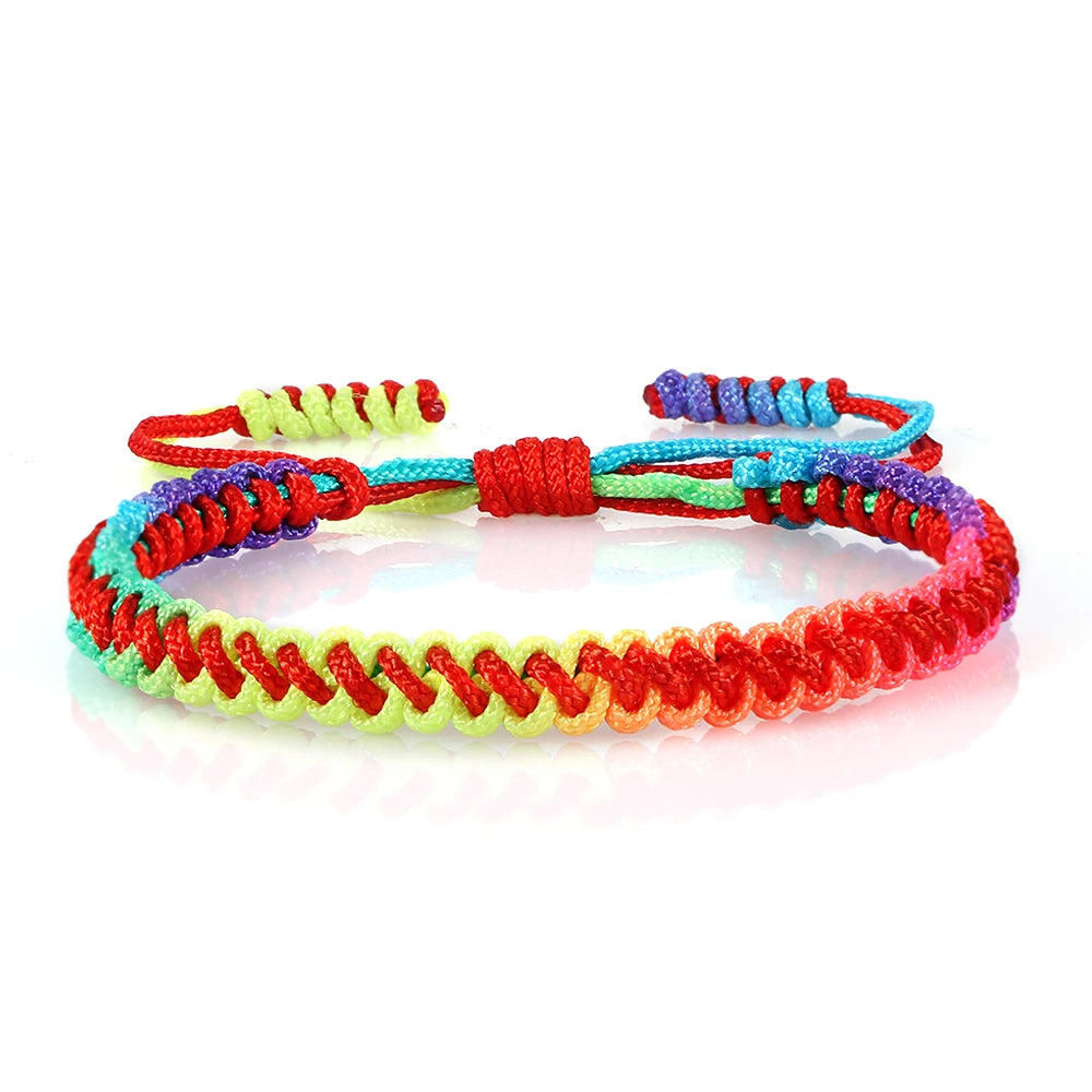 Bracelet Tressé Rainbow Nœuds Homme Femme Amitié Voyages Fêtes