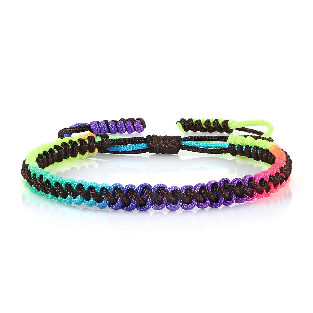 Bracelet Tressé Rainbow Nœuds Homme Femme Amitié Voyages Fêtes
