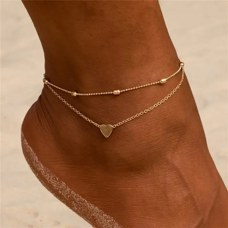 Bracelets Cheville Anklets Sweet Chainette Doré Argenté - bracelet cheville GoHappy