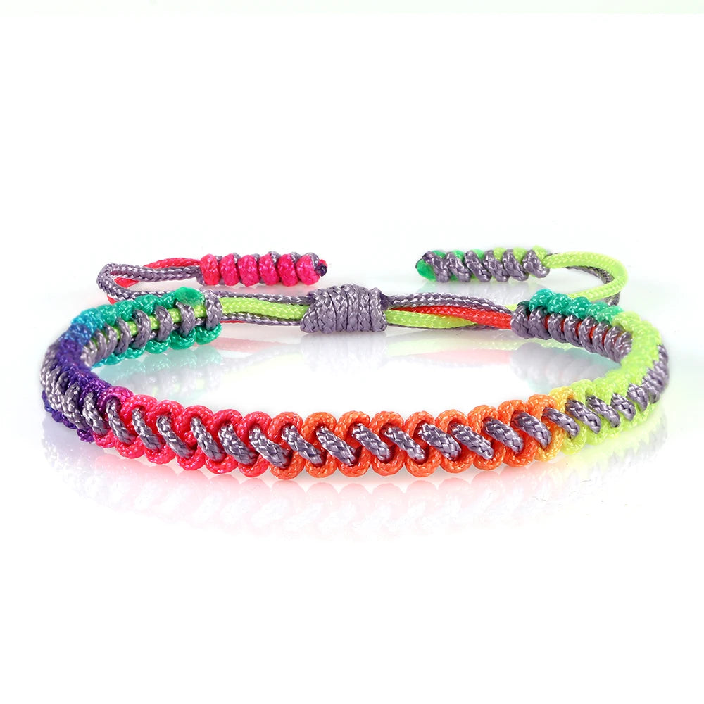 Bracelet Tressé Rainbow Nœuds Homme Femme Amitié Voyages Fêtes