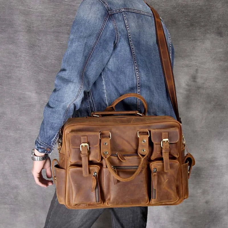 sac messager homme cuir vintage marron vintage style voyage GoHappy.fr