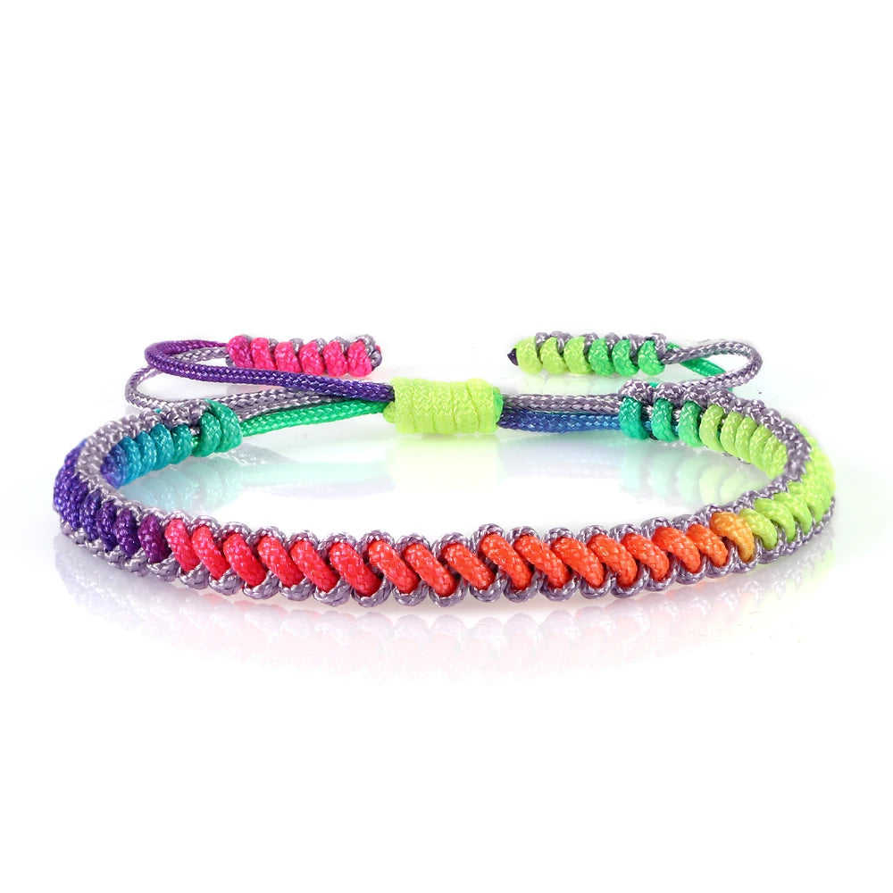 Bracelet Tressé Rainbow Nœuds Homme Femme Amitié Voyages Fêtes