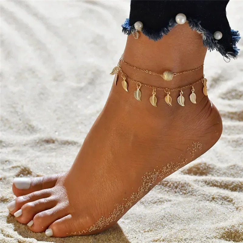 Bracelets Cheville Anklets Sweet Chainette Doré Argenté - bracelet cheville GoHappy