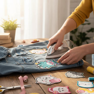 Patchs brodés chats thermocollants fer à repasser. 40 designs cartoon mignons, écussons 7x7cm. Personnalisation vêtements, sacs, DIY créatif.