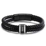 Bracelets Cuir Acier Personnalisé Gravure Prénoms Famille