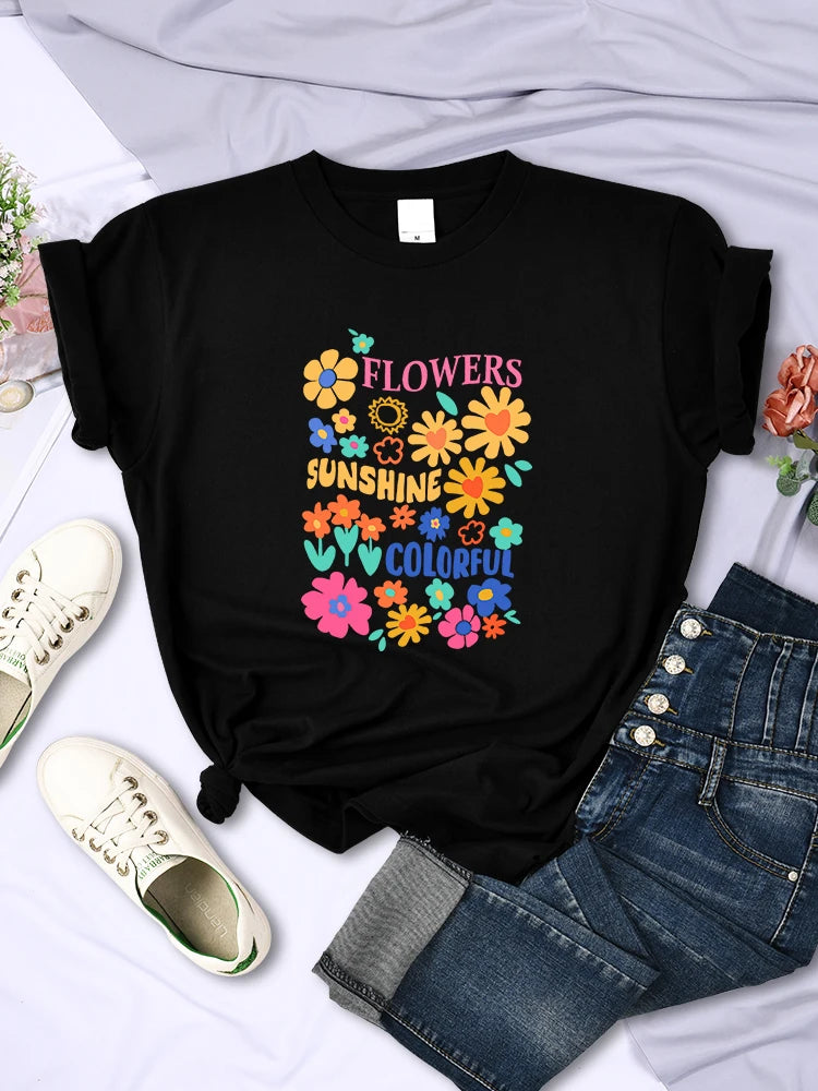 Tshirts femme floraux vintage colorés esprit libre été tendance