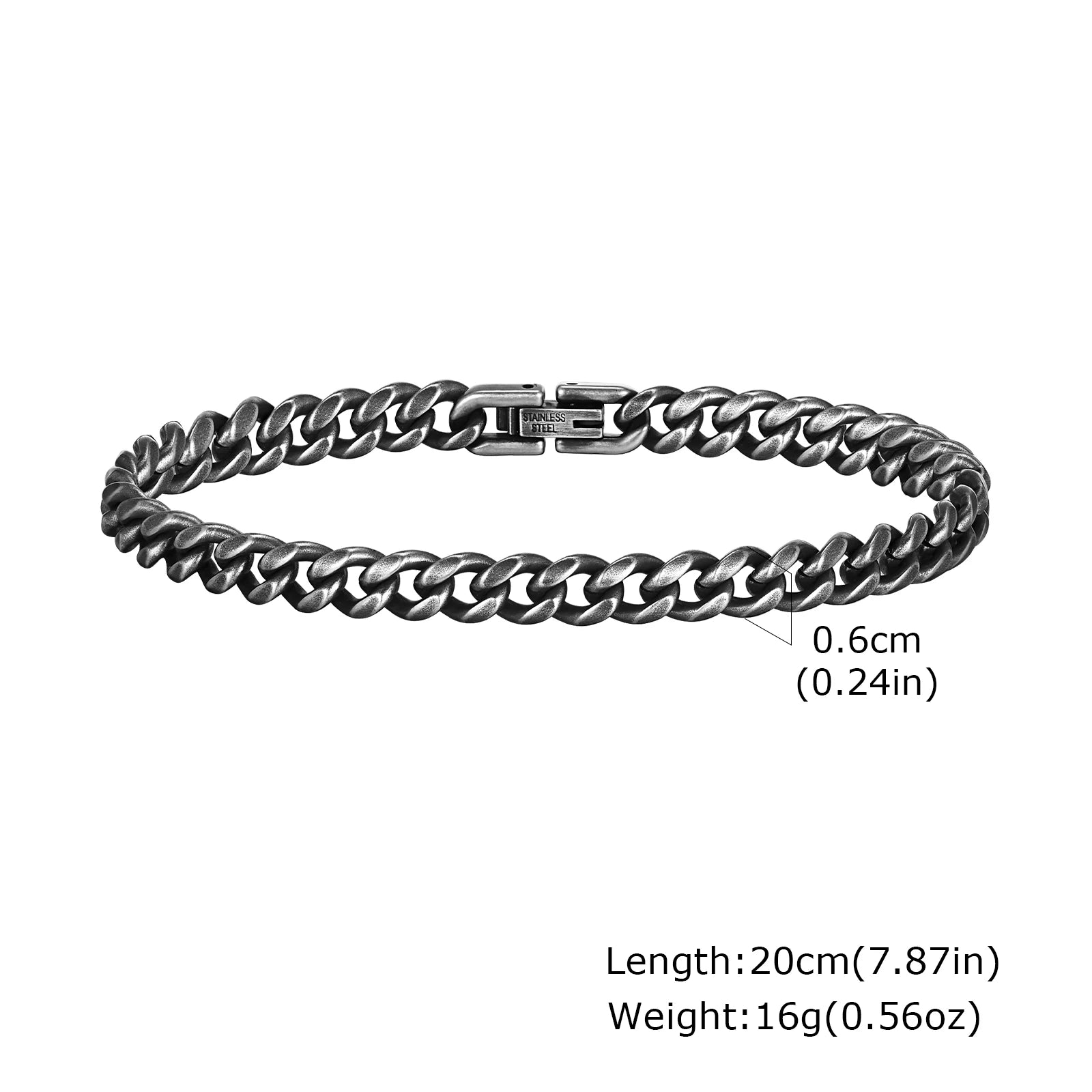 Bracelet Homme Maillons Épais Acier Street Style Gris Argenté Rock