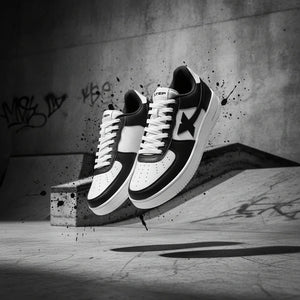 baskets homme cuir noir blanc sneakers tendance sport streetwear GoHappy France