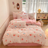 Housse Couette Velours Enfant Motifs Cartoon Douce Chaude 150-220cm