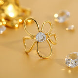 Bague Dorée Irrégulière — Plaqué Or 18K & Cristal Zircon - bague femme GoHappy