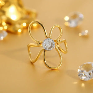 Bague Dorée Irrégulière — Plaqué Or 18K & Cristal Zircon - bague femme GoHappy