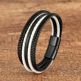 Bracelet Masculin Cuir Tressé Style Bohème Fermoir Aimanté - bracelet cuir GoHappy