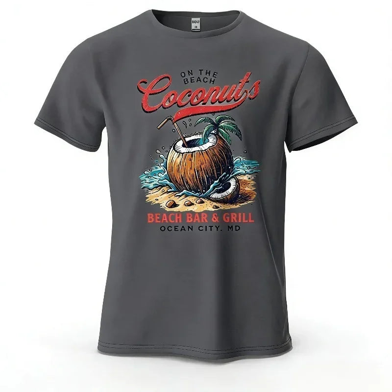 T-shirt Homme Coconuts Vintage Plage Graphique Coton Respirant - t-shirt homme GoHappy