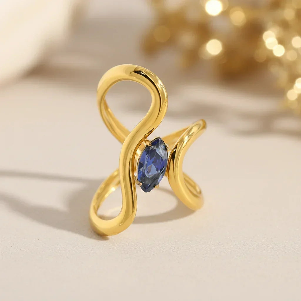 Bague Dorée Irrégulière — Plaqué Or 18K & Cristal Zircon - bague femme GoHappy