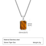 Collier Homme Acier Pierre Naturelle Pendentif Tendance Hip Hop