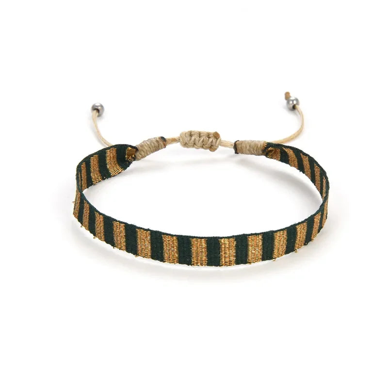 Bracelet Tissé Main Colombie Motifs Ethniques Bohème Amitié - bracelets tissés GoHappy