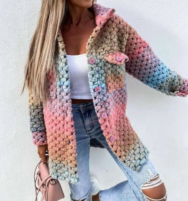 Manteau Cocooning en Laine Dégradé Pastel