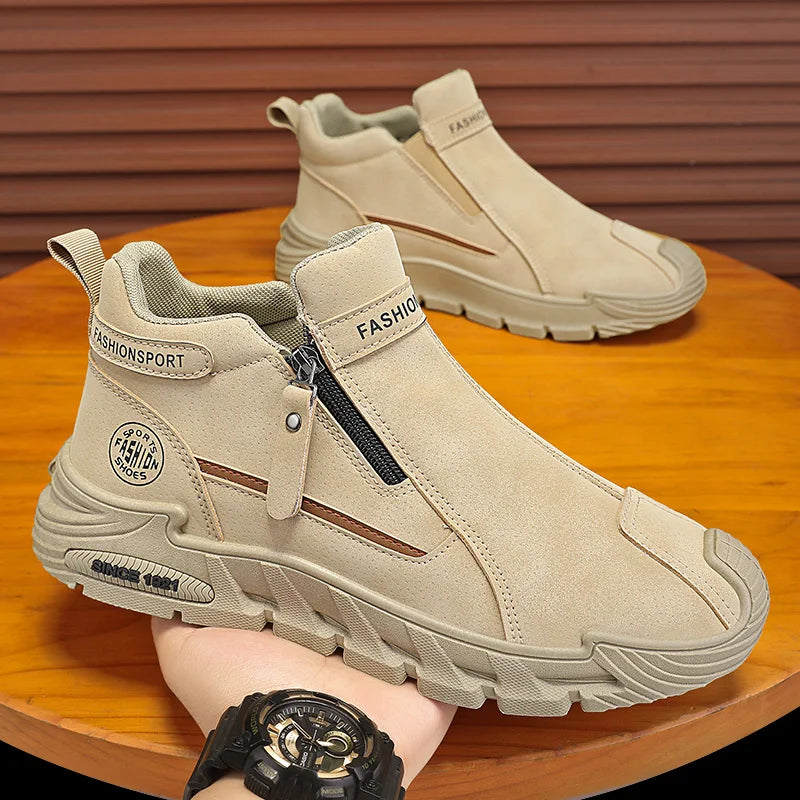 Ridge Beige Sable bottines homme sans lacets