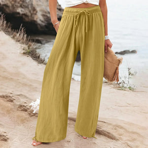 Pantalon Large Femme Fluide Été – 18 Coloris, Poches, Taille Élastique - pantalon fluide femme GoHappy