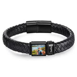 Bracelet en Cuir Homme Personnalisé Photo Famille Prénoms Gravés - bracelet prénoms homme GoHappy