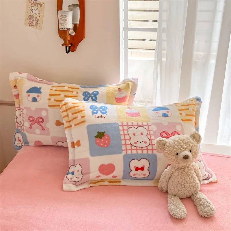 Housse Couette Velours Enfant Motifs Cartoon Douce Chaude 150-220cm