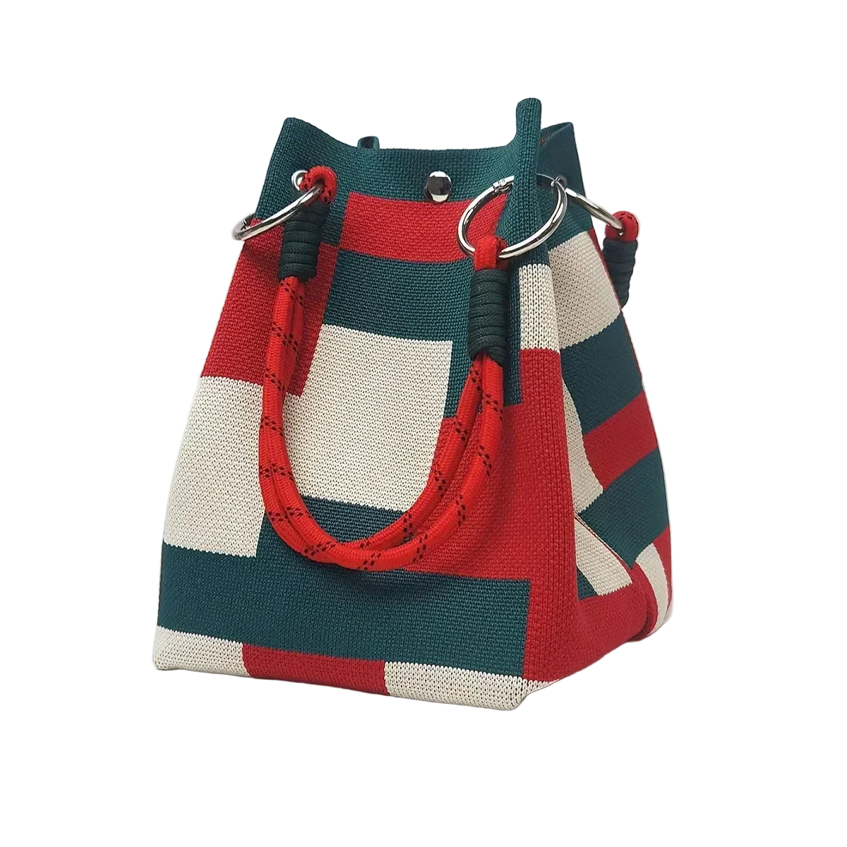 Sac Main Seau Tricoté Multicolore Rétro Coton Bohème Artisanal - sacs à main GoHappy