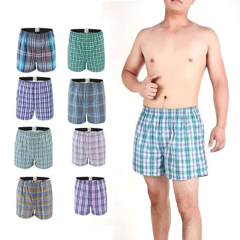 Lot 5 Boxers Homme Coton Respirant Carreaux Grande Taille S-6XL