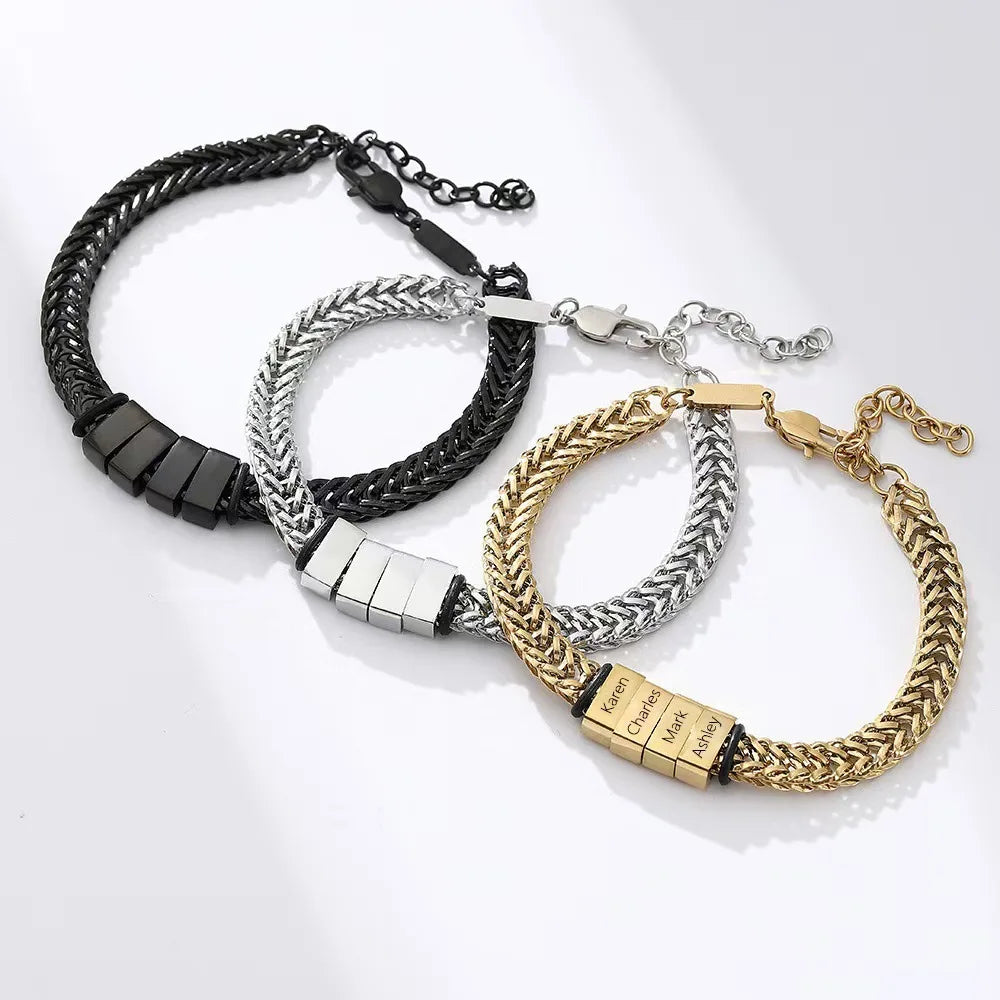 Bracelet prénoms Liens Uniques trois finitions acier inoxydable GoHappy France