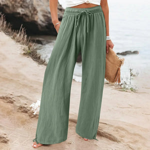 Pantalon Large Femme Fluide Été – 18 Coloris, Poches, Taille Élastique - pantalon fluide femme GoHappy