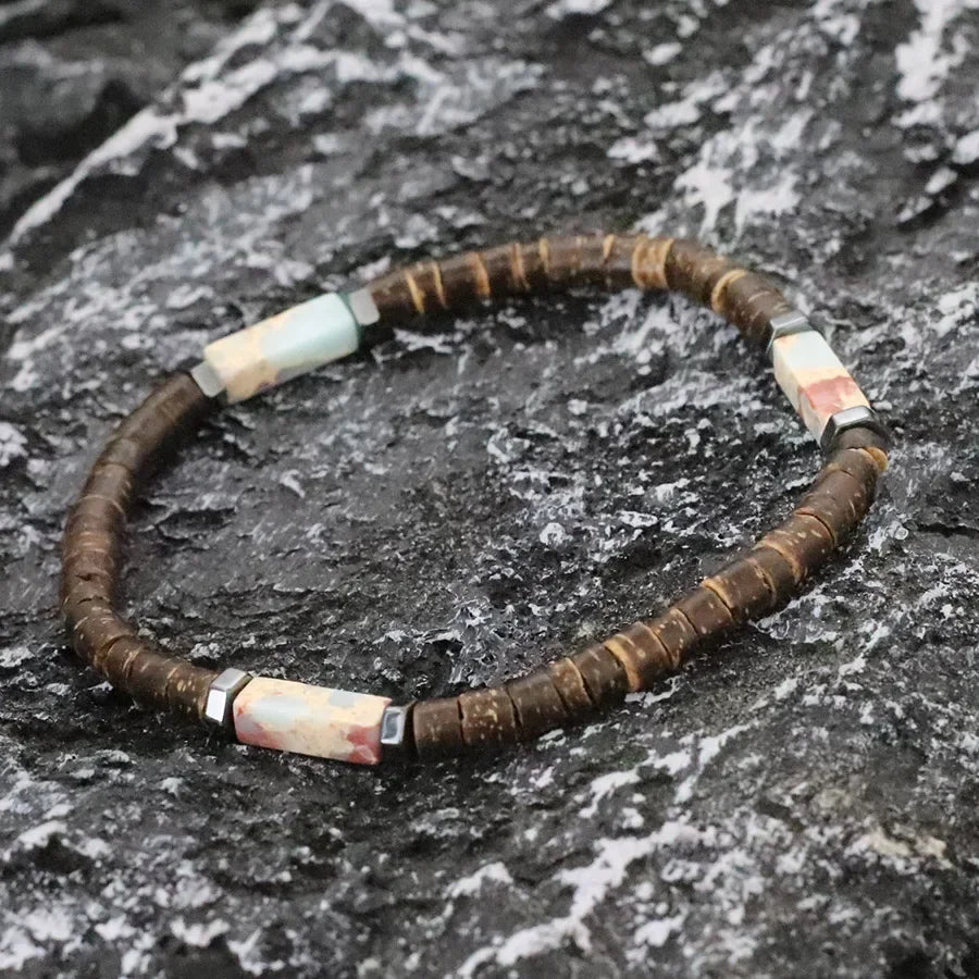 Coconut Coast bracelet homme perles coco et pierres naturelles - GoHappy