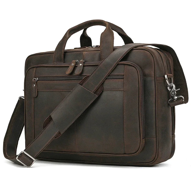 Sacoche de travail marron cuir vintage sac de messager homme élégant GoHappy.fr