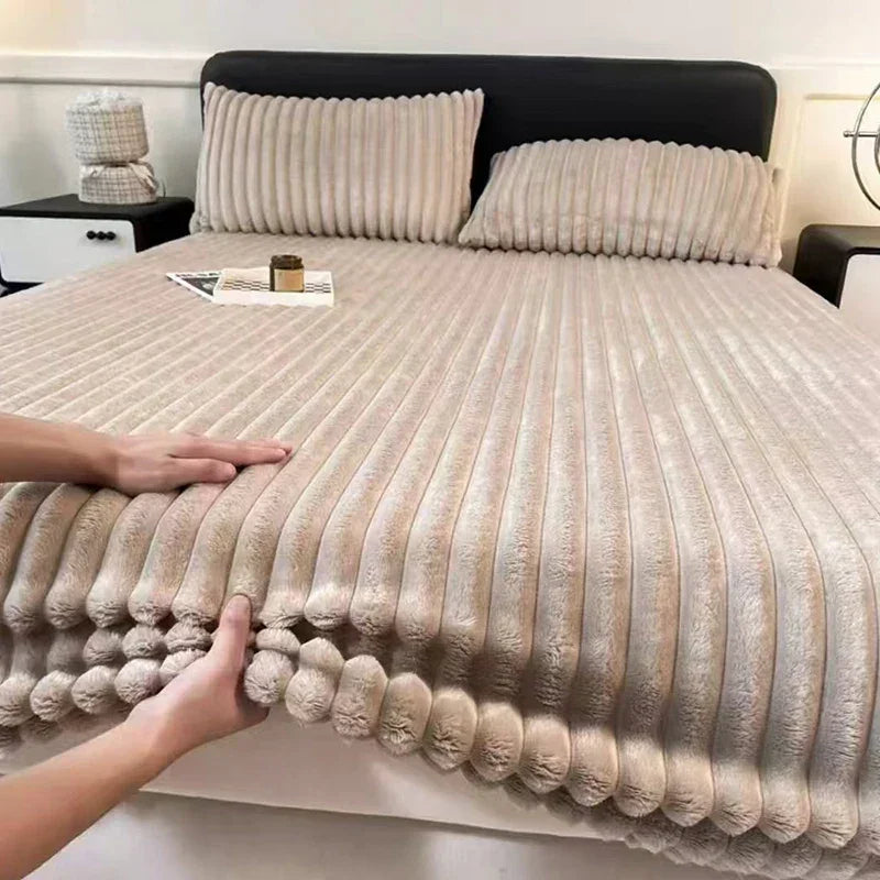Drap-Housse Hiver Flanelle Épaisse Velours Doux - drap-housse GoHappy