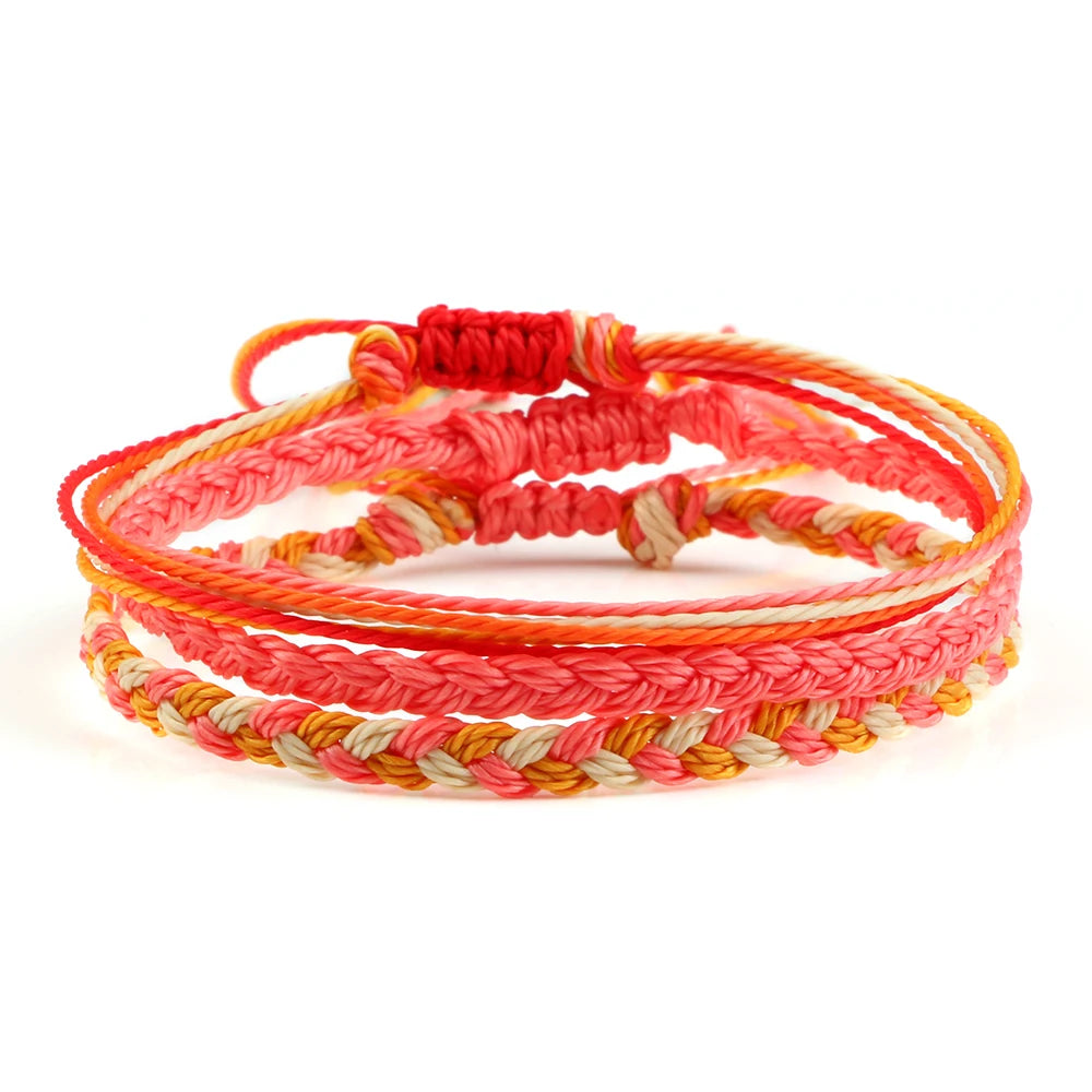 Bracelet Katmandou rouge énergie – Coton tressé réglable unisexe